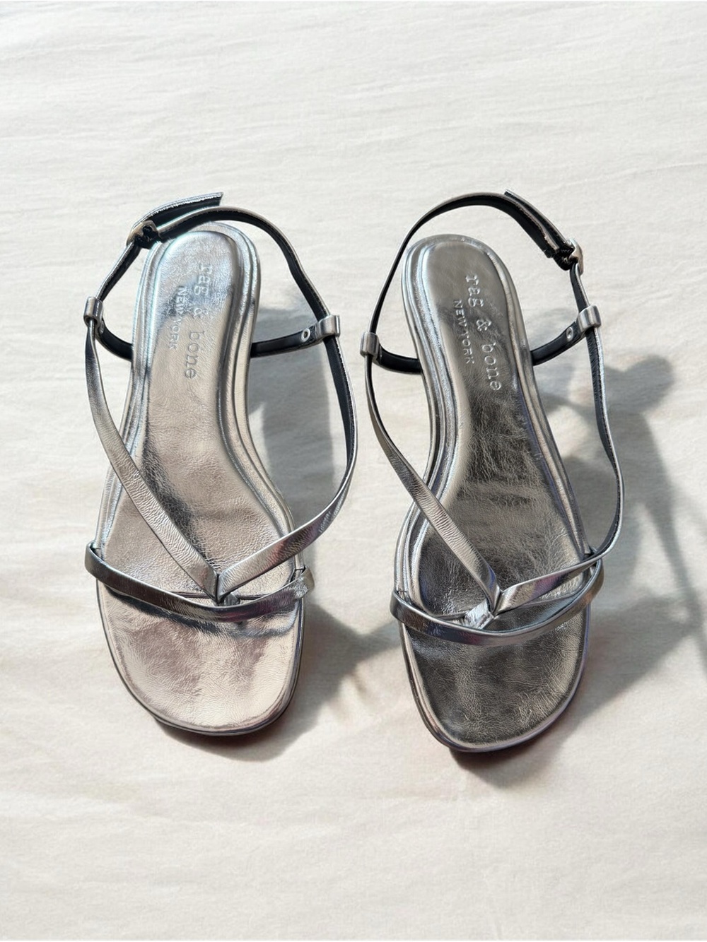 rag & bone Silver Metallic Strappy Sandals